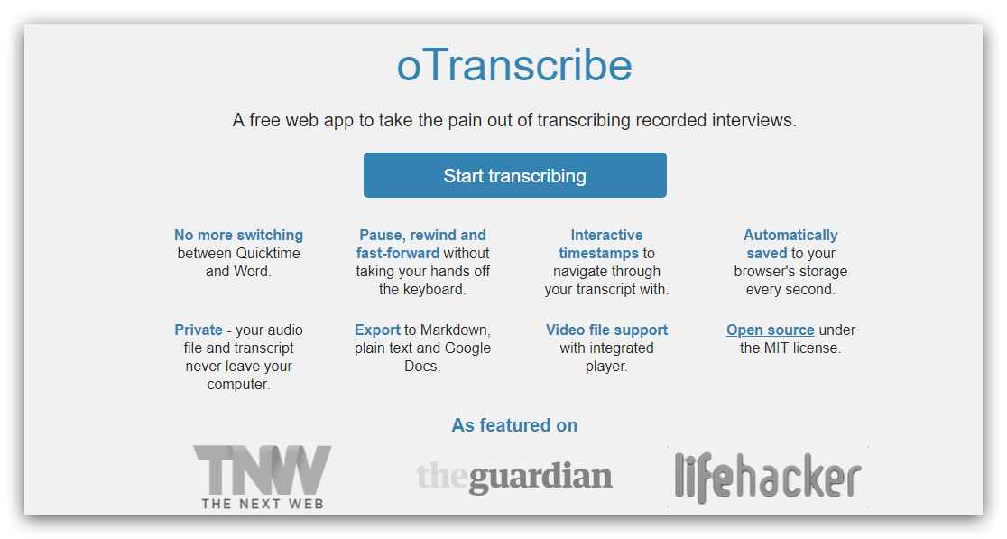 OTranscribe for interviews